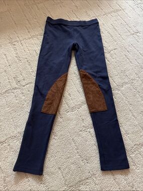 Janie and Jack Navy Leggings with Brown Quilted Knee Patches